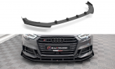 Maxton Design spoiler predného nárazníka Street Pro AUDI S3 / A3 S-Line 8V Sportback po FL Ver.1 - čierny + lesklé krídielka