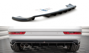 Maxton Design stredový spoiler zadného nárazníka (s vertikálnym rebrovaním) AUDI Q3 8U Sport po FL - čierny lesklý