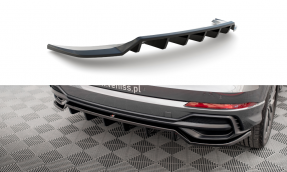 Maxton Design stredový spoiler zadného nárazníka (s vertikálnym rebrovaním) AUDI Q3 S-Line F3 - čierny lesklý